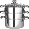 22cm 3pc S/S Steamer with Glass Lid