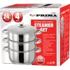 4pc 24cm 3 Tier S/S Steamer Set with Glass lid