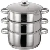 4pc 24cm 3 Tier S/S Steamer Set with Glass lid