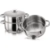4pc 24cm 3 Tier S/S Steamer Set with Glass lid