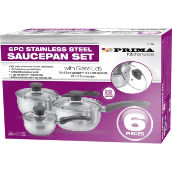 6pc S/S Cookware Set 16/18/20cm - Induction