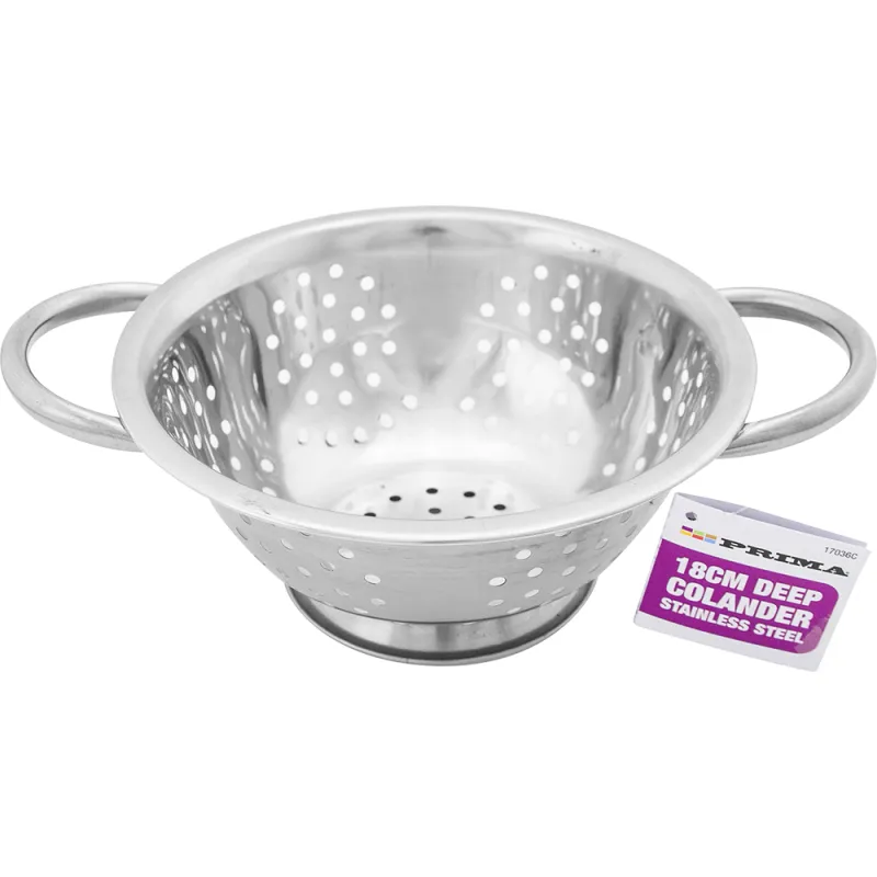 18cm Deep Collander - S/S 2 Handle
