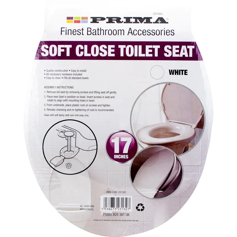 Soft Close Plastic Toilet Seat- White