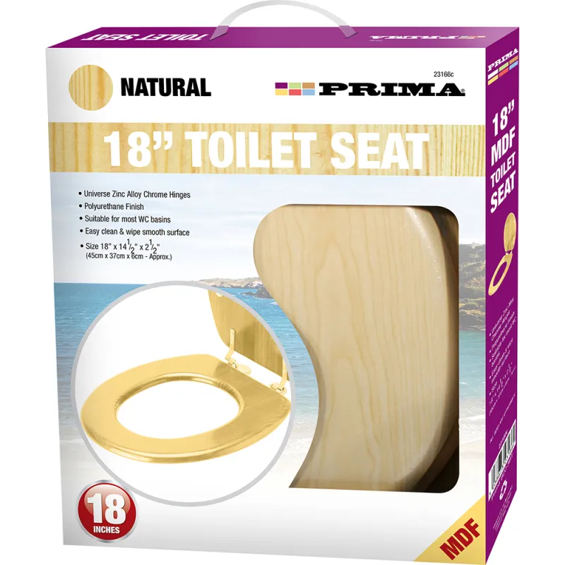 45cm(18”) MDF Toilet Seat -Natural Pine