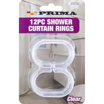 12pc Clear Shower Curtain Rings