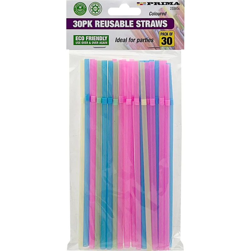 30pk Flexible Pla Straws -Reusable