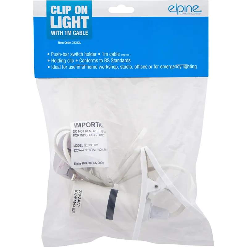 1m Clip on Light With Switch Cable