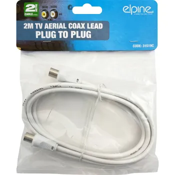 2m TV Aerial Coax Lead Plug To Plug