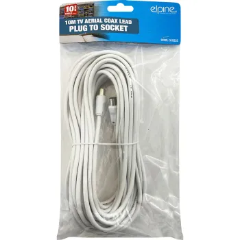 10m TV Aerial Coax Lead Plug To Socket