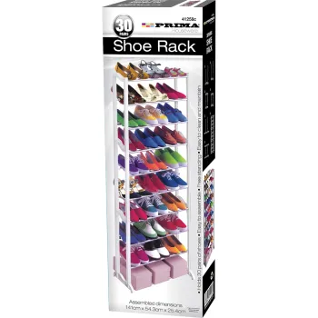 30 Pair Shoe Rack White - Colour Box