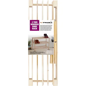 3 Tier Shoe Rack - Natural 74 x 48.5 x 26.5cm