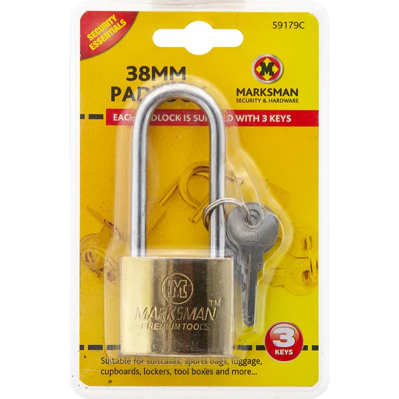 38mm Long Beam Padlock - Brass Coated