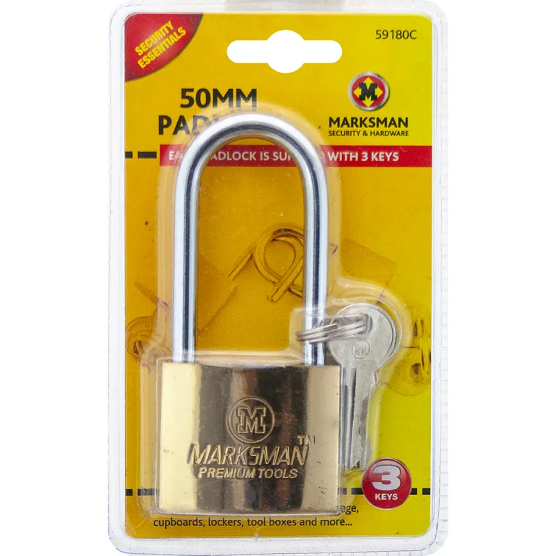 50mm Long Beam Padlock - Brass Coated