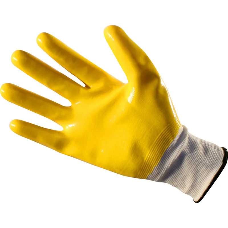 Size 9 Yellow Nitrile Coated Builder Gloves