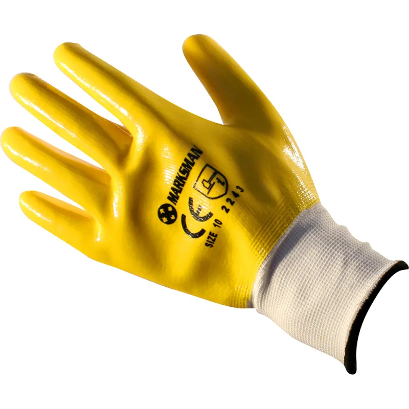 Size 9 Yellow Nitrile Coated Builder Gloves
