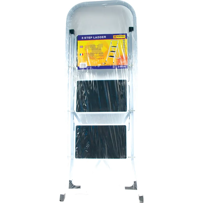 3 Step Ladder - Black Non-Slip Rubber