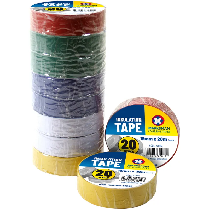 10pk PVC Insulation Tape 19mm x 20m Asst