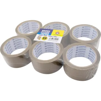 6 Roll Brown Packing Tape 48mm x 66m