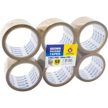 6 Roll Brown Packing Tape 48mm x 50m