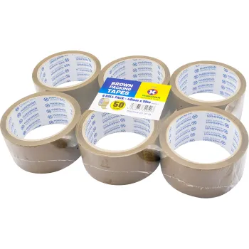 6 Roll Brown Packing Tape 48mm x 50m