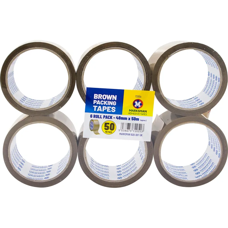 6 Roll Brown Packing Tape 48mm x 50m