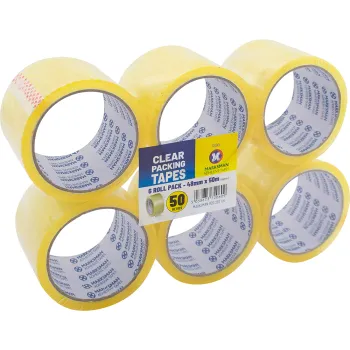 6 Roll Clear Packing Tape 48mm x 50m