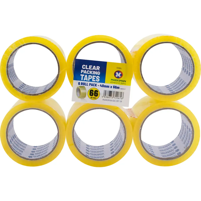 6 Roll Clear Packing Tape 48mm x 66m