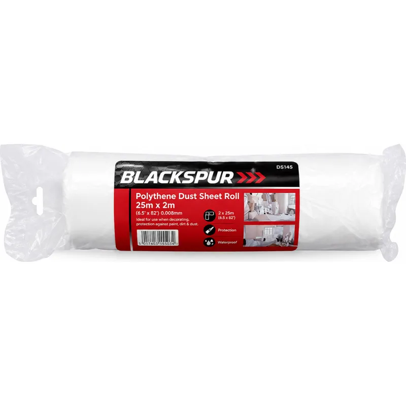 POLYTHENE DUST SHEET ROLL - 25M x 2M