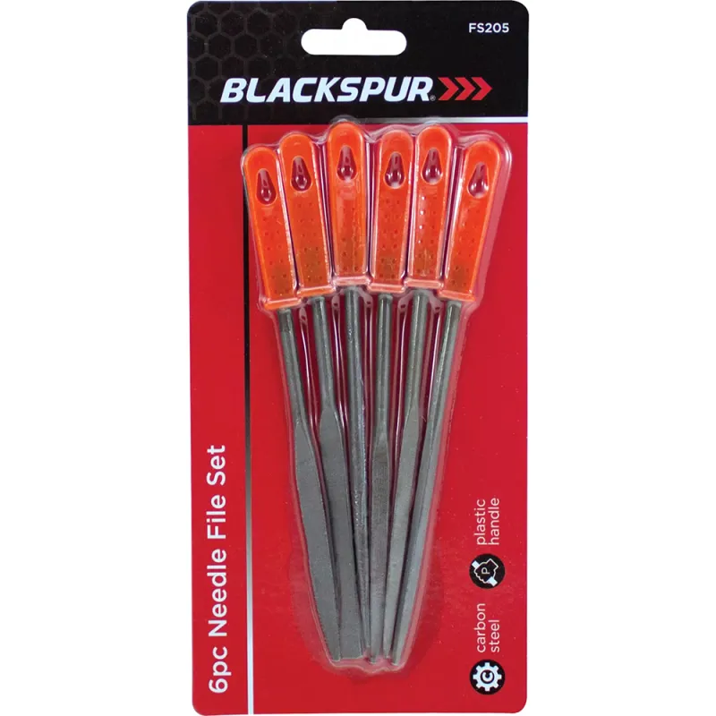 6PC NEEDLE FILE SET WITH PLASTIC HANDLES