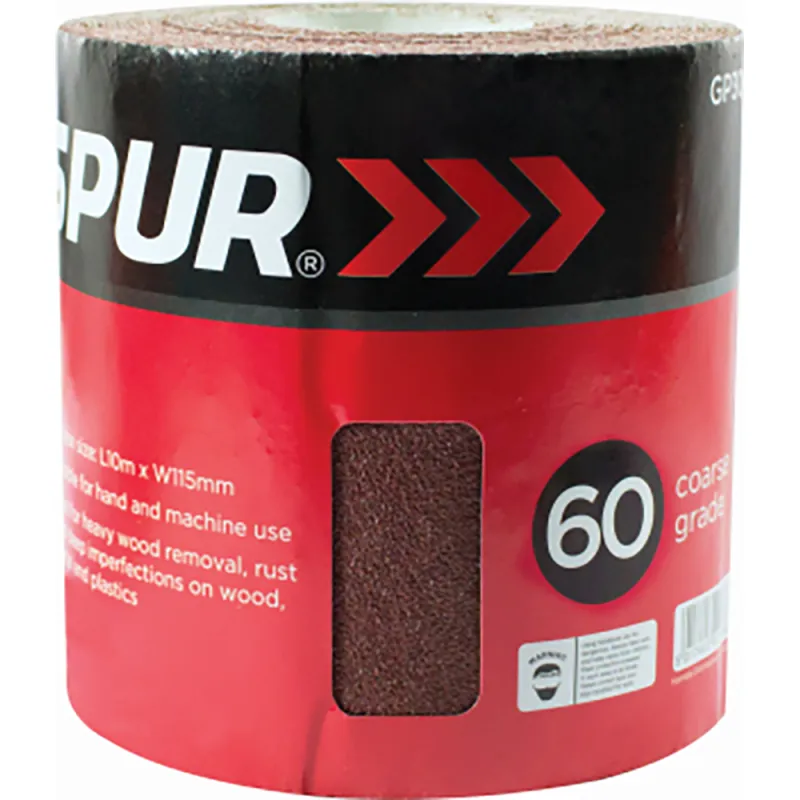 ALUMINIUM OXIDE FINISHING PAPER - GRADE 60 - 10M X 115 MM