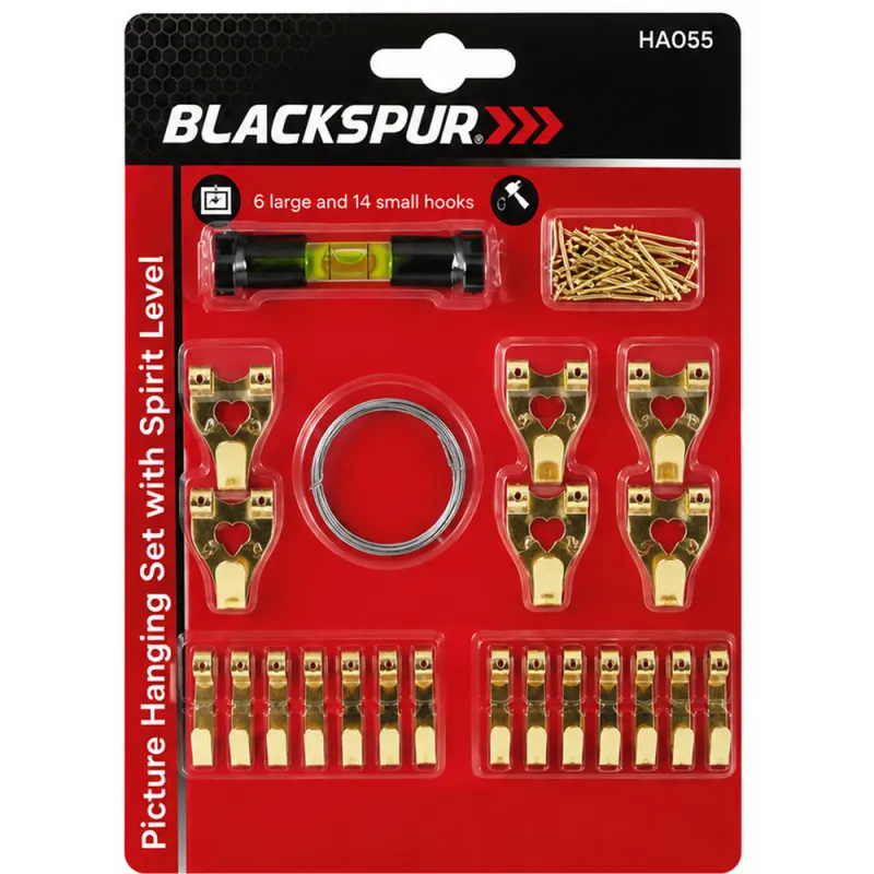 PICTURE HANGING SET AND SPIRIT LEVEL