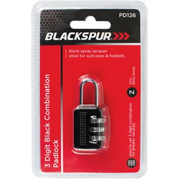 3 DIGIT BLACK COMBINATION PADLOCK