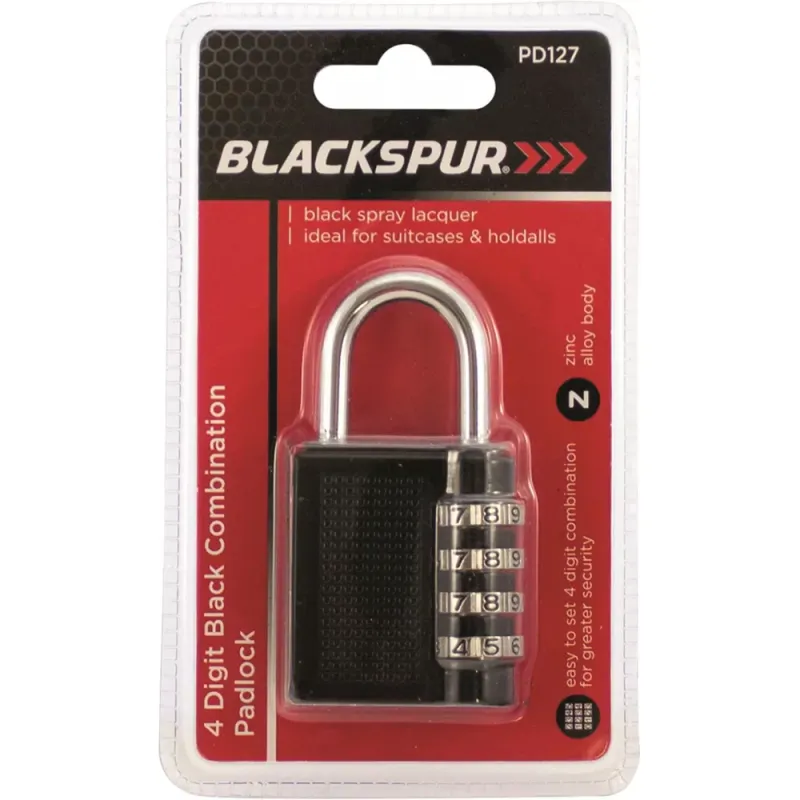 4 DIGIT BLACK COMBINATION PADLOCK