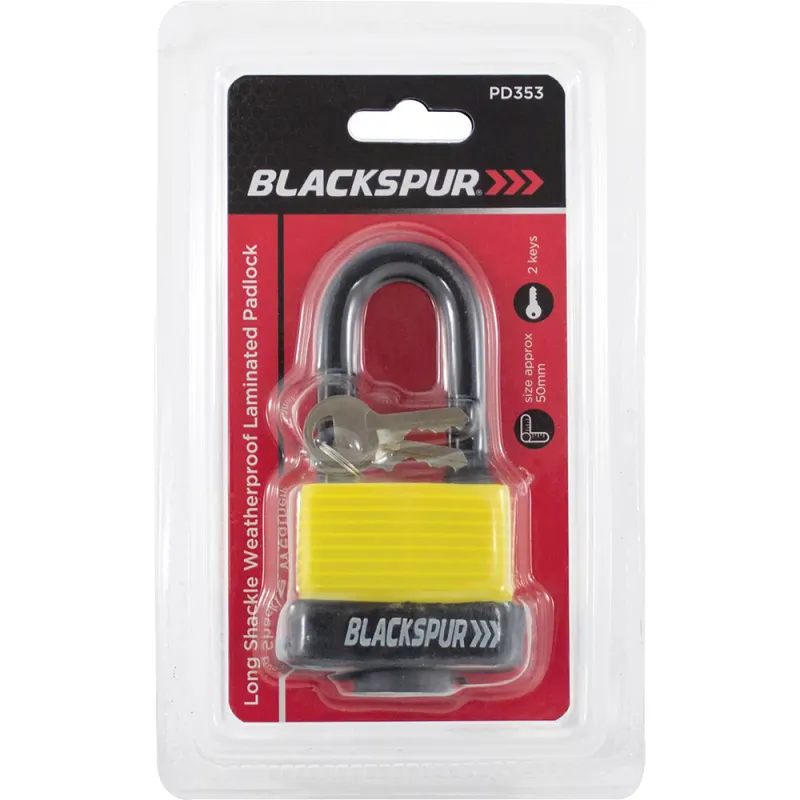 50MM LONG SHACKLE W/PROOF LAMINATED STEEL PADLOCK