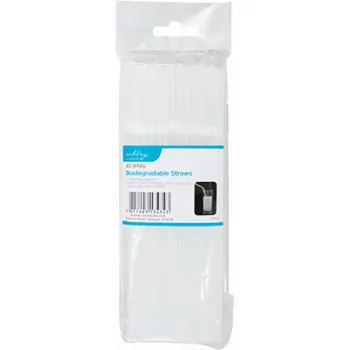 40 BIODEGRADABLE STRAWS - WHITE