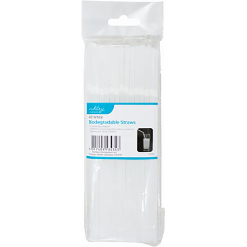40 BIODEGRADABLE STRAWS - WHITE