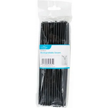 40 BIODEGRADABLE STRAWS - BLACK