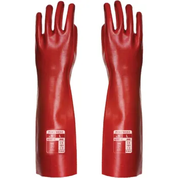 RED PVC COATED GAUNTLETS - 45CM/18
