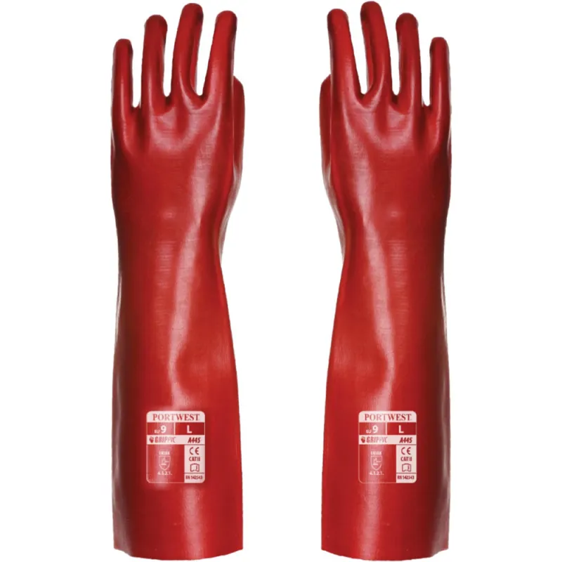 RED PVC COATED GAUNTLETS - 45CM/18