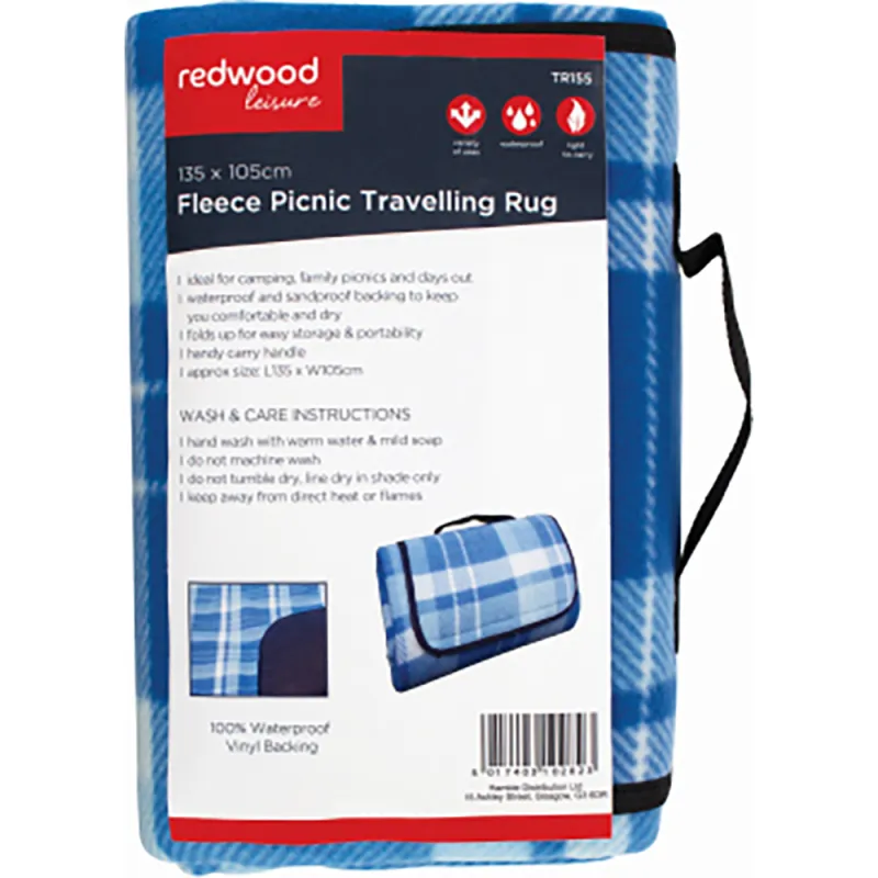 FLEECE PICNIC TRAVELLING RUG 135 x105cm