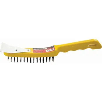 4 ROW PLASTIC WIRE BRUSH WITH SCRAPER